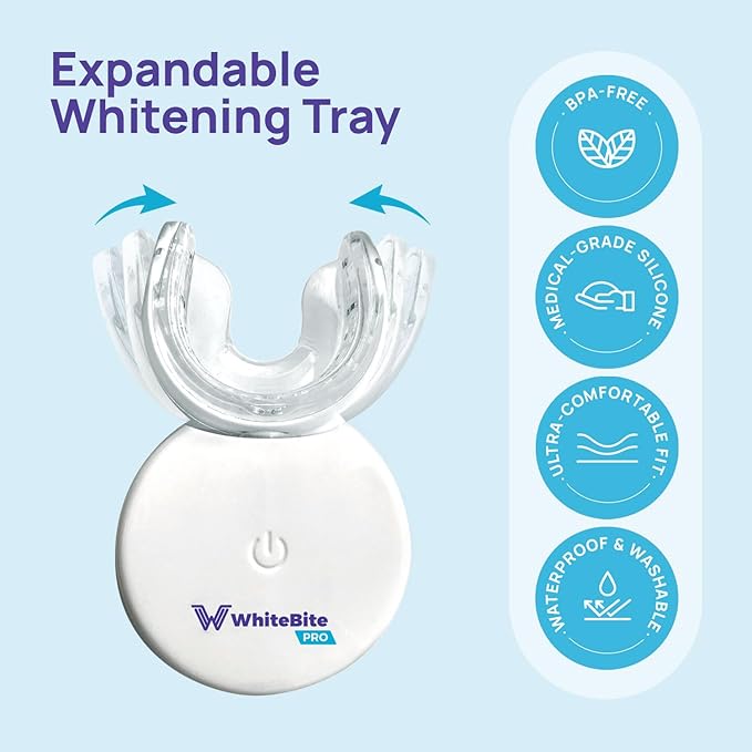 Whitebite Pro Teeth Whitening Kit for Sensitive Teeth – LED Light + 35% Carbamide Peroxide Gel + Remineralizing Gel | Dental-Grade Results at Home