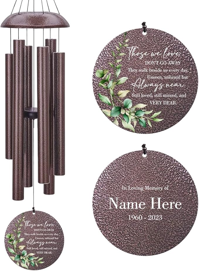 Sympathy Wind Chimes, Personalized Wind Chime for Loss of Loved Father/Mother/Lover, Commemorative Sympathy Bereavement Condolences Gifts for Funeral (36inch)