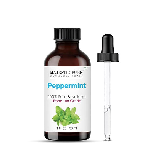 Majestic Pure Peppermint Essential Oil with Glass Dropper - 1 Fl Oz - 100% Pure and Natural Peppermint Oil - Premium Grade Essential Oils for Diffuser, Aromatherapy, Soap and Candle Making