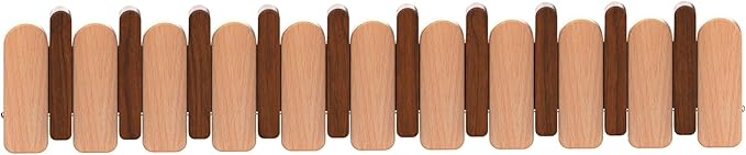 Wall Mounted Piano Key Hanger | Flip Style Hook | Entrance Wall Art Hook, Made of Oak Wood (3 Times Painted, 4 Times Polished) (Arc Walnut-Beech, 10Hooks)