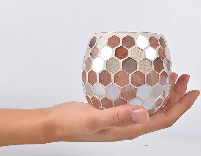 Votive Candle Holder Tea Lights - Glass Candle Holders, Mosaic Tealight Candle Holder, Candle Jar Cup for Wedding Centerpiece Party Table Decorations, Valentines Day Decor