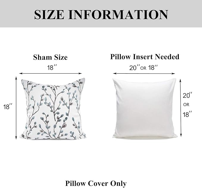 YOUR SMILE Classical Embroidery Jacquard Teal Leaf Pattern Square Decorative Throw Pillow Case Cushion Cover 18x18 inch