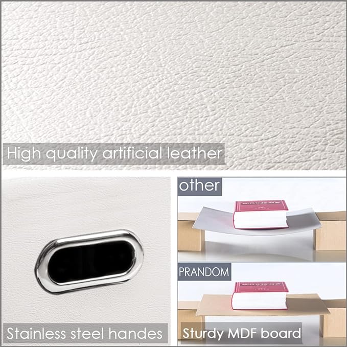 PRANDOM Foldable Storage Bins with Lids [5-Pack] Leather Fabric Collapsible Storage Boxes Organizer Containers Baskets Cube with Cover for Bedroom Closet Office Nursery White (14.9x10.8x10)