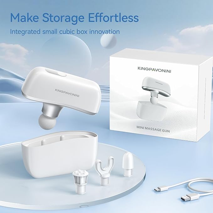 KingPavonini Mini Massage Gun with All-in-One Storage Case, FSA HSA Eligible, Pocket-Sized Small Massage Gun Deep Tissue, 0.5 lbs Portable Percussion Massager for Travel, Gym, Gift for Women Men