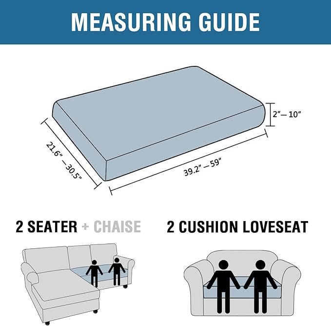 H.VERSAILTEX Super Stretch Individual Seat Cushion Covers Sofa Covers Couch Cushion Covers Slipcover Sets Thick Jacquard Textured Twill Fabric (1 Piece Loveseat Cushion Cover, Porcelain)