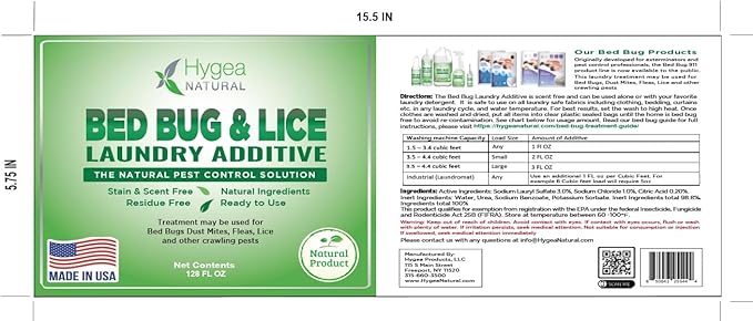 Lice and Bed Bug Laundry Additive - Environmentally Responsible, Odorless, and Stain-Free Liquid Laundry Treatment - Safe for Children and Pets - Any Water Temperature (1 Gallon)