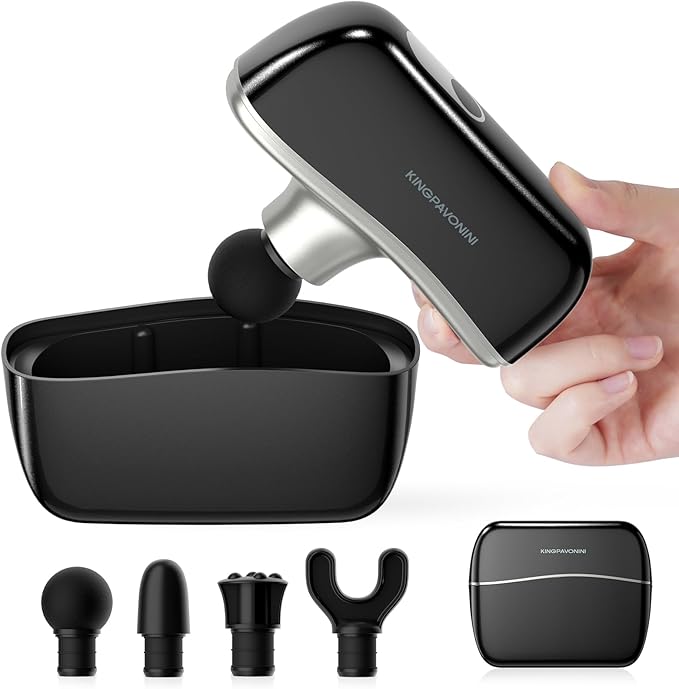KingPavonini Mini Massage Gun with All-in-One Storage Case, FSA HSA Eligible, Pocket-Sized Small Massage Gun Deep Tissue, 0.5 lbs Portable Percussion Massager for Travel, Gym, Gift for Women Men
