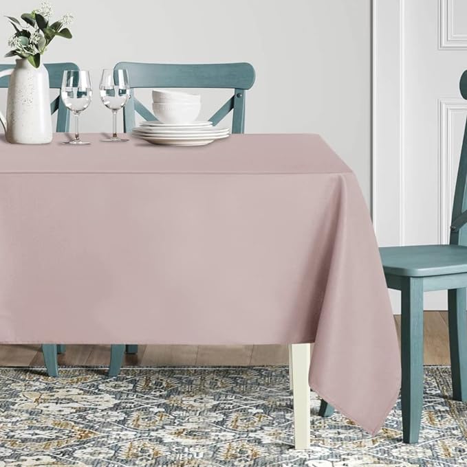 sancua Square Tablecloth - 60 x 60 Inch - Stain and Wrinkle Resistant Washable Polyester Table Cloth, Decorative Fabric Table Cover for Dining Tables, Buffet Parties and Camping, Blush