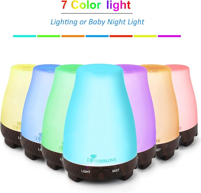 Diffuserlove Essential Oil Diffusers 200ML Remote Control Diffuser Mist Humidifiers BPA-Free Aromatherapy Diffuser (Black Base)