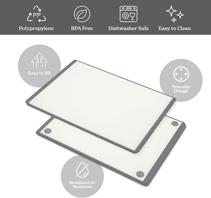 SMIRLY Plastic Cutting Board Set, Dishwasher Safe Plastic Cutting Boards Set for Kitchen, Cutting Boards for Kitchen - Plastic Chopping Board Set