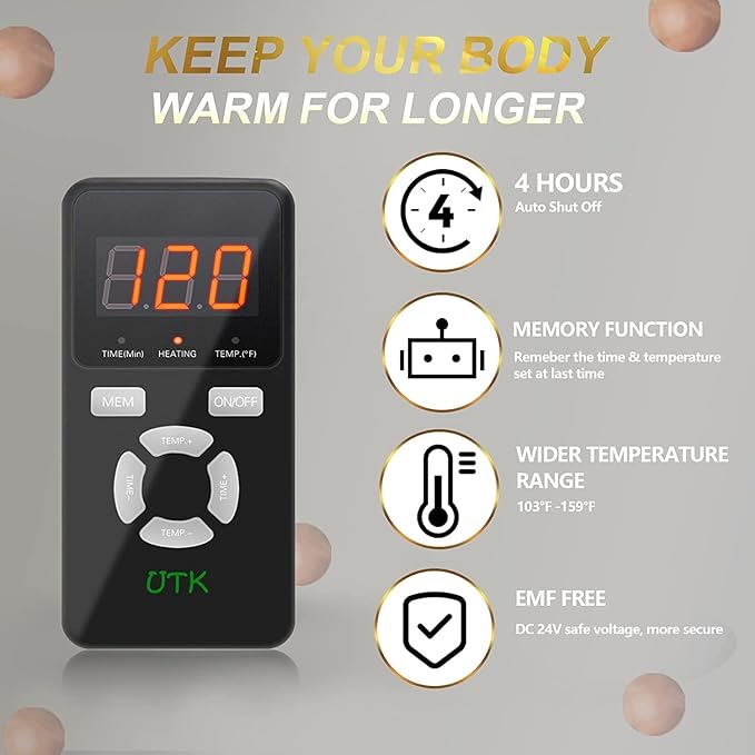 UTK Heating Pad for Neck and Shoulders,Natural Jade Tourmaline,Upgrade Size to Cover More Areas of Neck,Shoulder,Shoulder Blade and Back(23''x 24'')|Gift for Dad