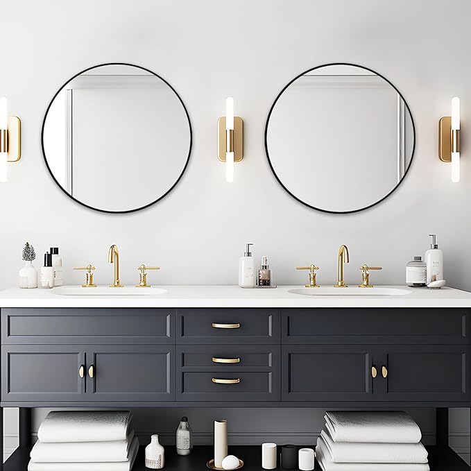 Fabuday Black Circle Mirror for Wall Decor 18 Inch - Bathroom Round Mirror with Matte Frame, Small Circular Mirrors for Entryway, Hallyway, Living Room, Bedroom