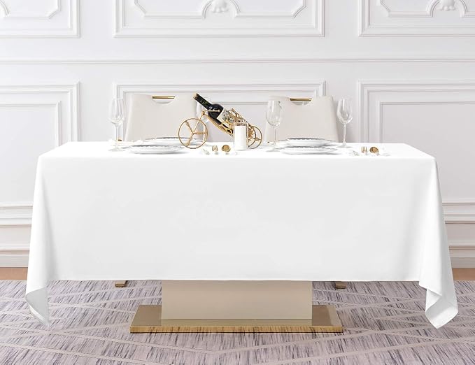 Surmente White Rectangle Tablecloth 60 x 120-inch Rectangular Polyester Table Cloth for Weddings, Banquets, or Restaurants