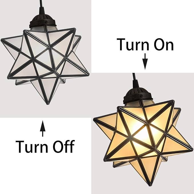 Modern Frosted White Glass Chandelier Dining Room Farmhouse Star Pendants Lights for Kitchen Island LED Ceiling Hanging Lighting Included Warm Light Bulbs Black