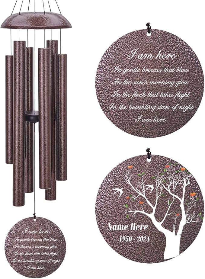 Personalized Wind Chimes, Sympathy Wind Chime Life Tree, Memorial Gifts Wind Chimes, in Loving Memory for Loss of Loved Dad/Mom, Commemorative Bereavement Condolences Gifts for Funeral