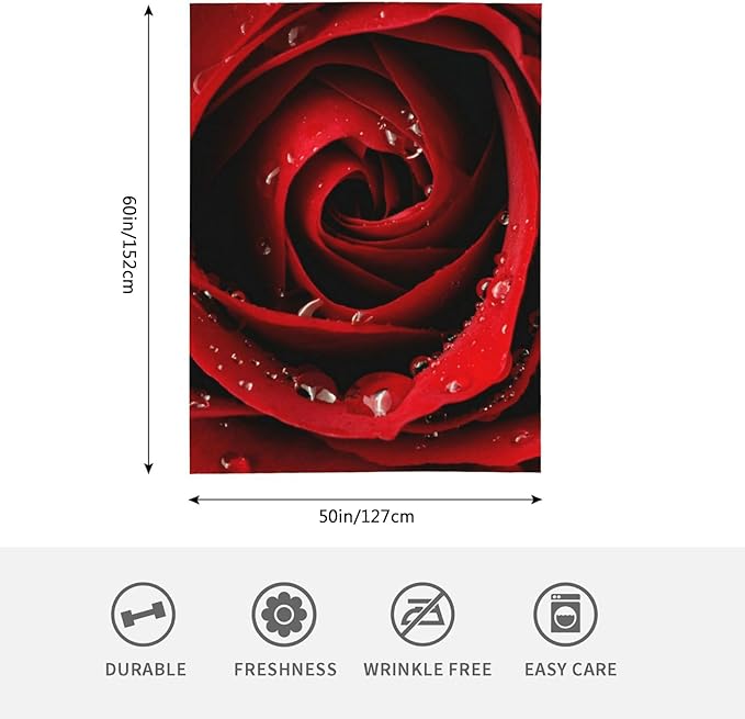 HGOD DESIGNS Red Rose Throw Blanket Ultra Soft Warm All Season Rose Decorative Fleece Blankets for Bed Chair Car Sofa Couch Bedroom 50"X60"
