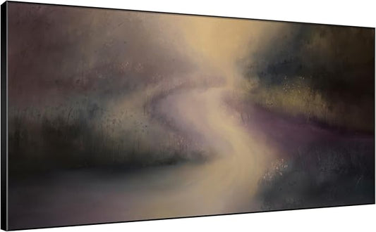 SIGNWIN 36"x72" Extra Large Framed Wall Art Golden Light River Path Dreamy Impressionist Landscape Illustration for Home Living Room Bedroom Decor (Frame Assembly Required)