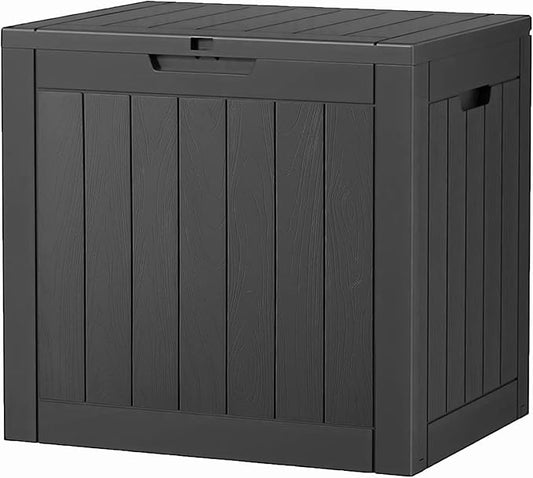 32 Gallon Deck Box Lockable Resin Indoor Outdoor Storage Box waterproof Outdoor Container for Patio Furniture, Pool Accessories, Cushions, Garden Tools, Sports Equipment