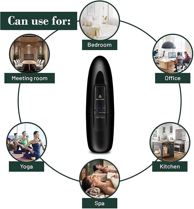 AROMAPLAN Authentic Plug in Waterless Diffuser - Up to 500 Sq. FT Coverage - Nanotechnology Plug in Oil Diffuser for Essential Oils -for Home and Office - Wall Silent & Waterless Oil Diffuser (Black)