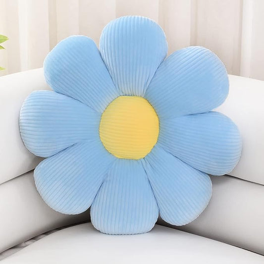 Sioloc Flower Pillow, Shaped Throw Pillow Butt Cushion Floor Seating Cushion, Cute Room Decor & Plush Pillow for Bedroom Sofa Chair (Blue, 23.6" )