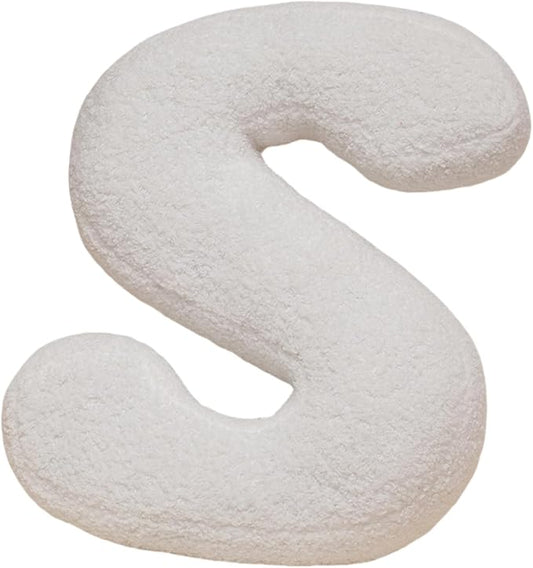 MOJUN Letter Pillows, Soft Plush Decorative Initial Letter Shaped Throw Pillows for Sofa Couch Bed, Cute Letter Pillows English Alphabet A to Z for Living Room Bedroom Floor Car Decoration, S