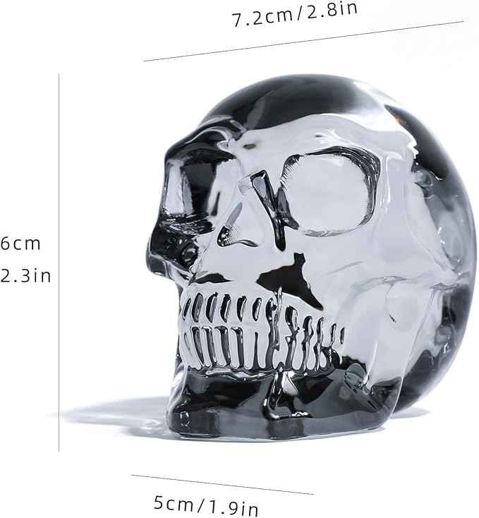Model Statue for Home Décor Crystal Skull Decorative Figurine Gifts for Women Husbands Halloween Head Figurine Decoration Gift (Silver Skull)