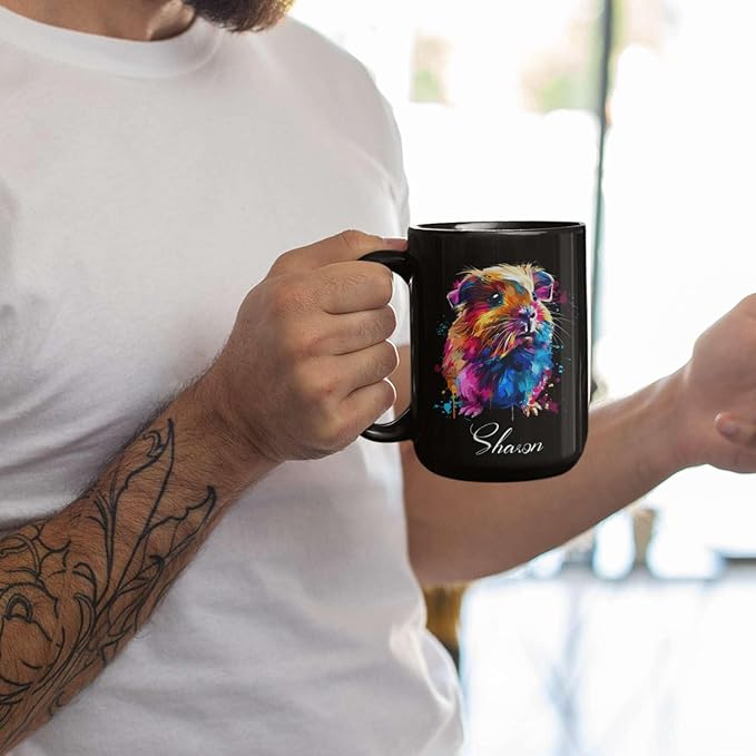 Personalized Customized Colorful Guinea Pig Coffee Cup, Animal Mug For Guinea Pig Lover, 11oz & 15oz Ceramic Mug - Gift For Birthday, Christmas
