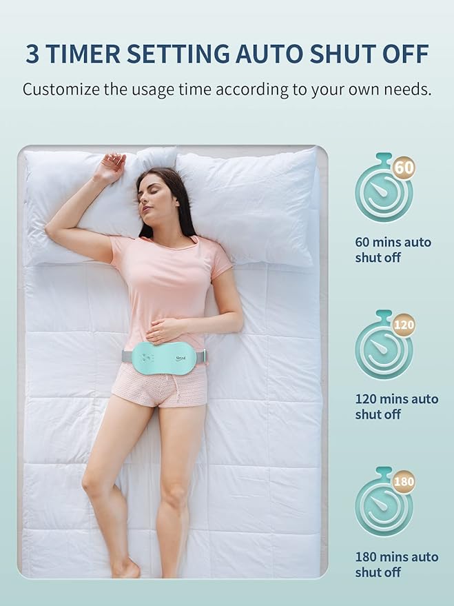 Slimpal Portable Heating Pad for Period Cramps, FSA HSA Eligible, Cordless Heat Pad for Menstrual Cramps Relief, 3 Timer Auto Off Setting, Electric Heating Belt Gifts for Her Women Girl Wife, Aqua