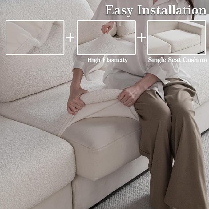 Couch Cushion Covers for Sectional Sofa, Stretch Soft Sofa Slipcovers Washable Wear-Resistant Universal Furniture Protector for Living Room(1 Piece Armrest Cover, Ivory)