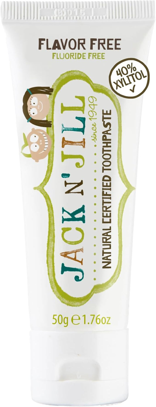 Jack N' Jill Natural Toothpaste for Baby and Infants - Fluoride Free Training Toothpaste, 40% Xylitol, BPA-Free - Flavor Free, 1.76 oz (Pack of 1)