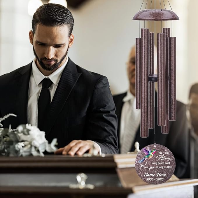 Personalized Wind Chime Memorial, Metal Wind Chime Deep Tone, Wind Chimes for Loss of Loved Father/Mother/Lover, Commemorative Sympathy Bereavement Gifts