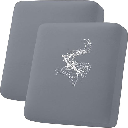 hyha Waterproof Couch Cushion Covers, Stretch Sofa Couch Seat Slipcover for Dog Washable, Non-Slip Waterproof Outdoor Cushion Covers for Patio Furniture Replacement (2 Pieces, Dark Grey)