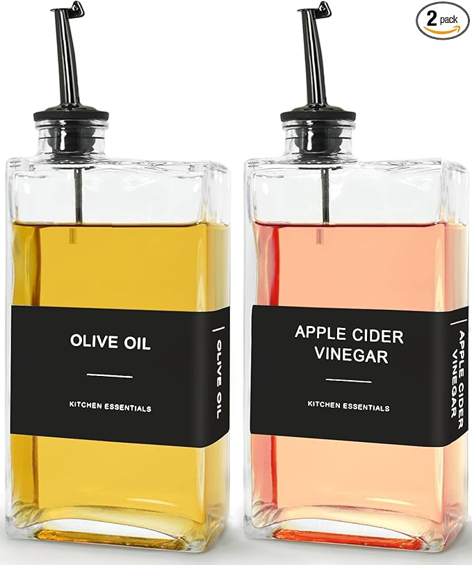 Olive Oil Dispenser Bottle for Kitchen,17 oz Oil and Vinegar Dispenser Set, Cooking Oil Dispenser, Glass Container, Coffee Syrup Bottles