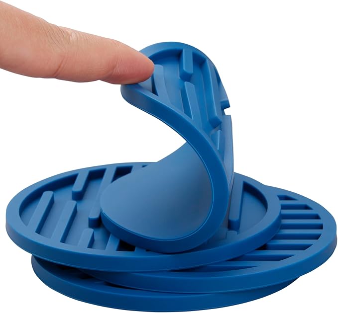 Coasters for Drinks & Coffee Table, Cute Silicone Cup Coasters with Holder, Drink Coaster Set of 8, Soft Cool Bar Coaster Dia 4 Inch, Beer Funny Mat for Tabletop, Desk and Outdoor Blue