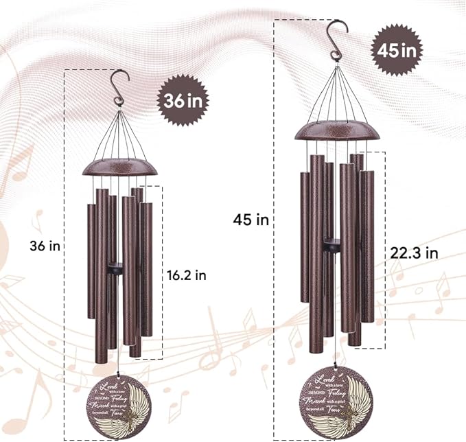 Personalized Sympathy Wind Chime, Wind Chimes for Loss of Loved Father/Mother/Lover, Commemorative Sympathy Bereavement Gifts for Condolences/Funeral