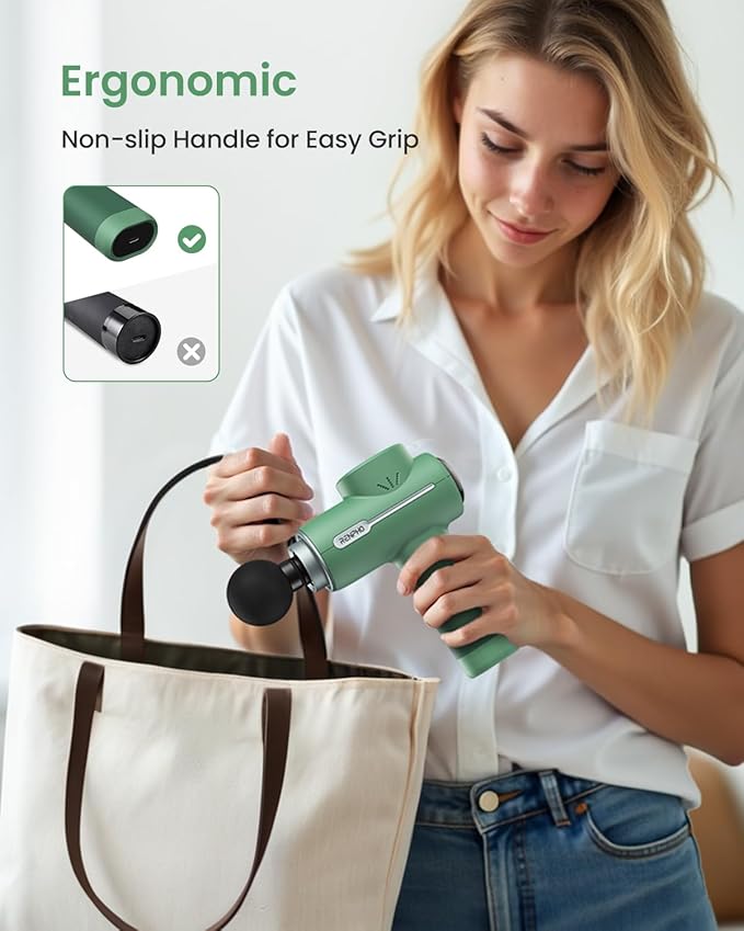 RENPHO Massage Gun Deep Tissue, Portable Percussion Massager for Back and Neck, Gifts for Men and Women, Handheld Device with Carry Case, Active Green