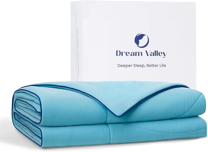 Dream Valley®Outlast®Deepsleep Cooling Comforter, Throw Size, NASA-Grade Space Technology Cooling Blanket for Hot Sleepers Night Sweats, Q-Max > 0.45 Aerocool™Breathable, Dream Blue, 60"x80"