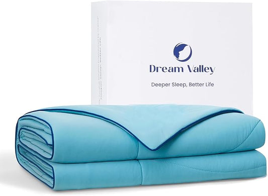 Dream Valley®Outlast®Deepsleep Cooling Comforter, King Size, NASA-Grade Space Technology Cooling Blanket for Hot Sleepers Night Sweats, Q-Max > 0.45 Aerocool™Breathable, Dream Blue, 106"x90"