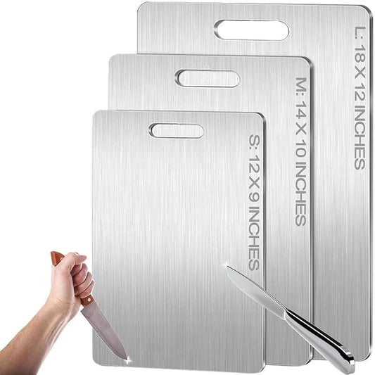 Titanium Cutting Boards for Kitchen - 100% Pure Titanium Cutting Board - Double Sided Food Grade Quality Cutting Boards - Easy to Clean and Store (18"L x 12"W)
