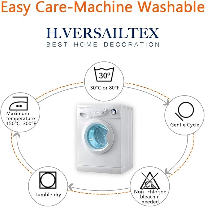 H.VERSAILTEX Super Stretch Individual Seat Cushion Covers - Sofa & Couch Cushion Slipcover Sets - Thick Jacquard Textured Twill Fabric (3 Piece XL Sofa Cushion Covers, Dusty Blue)