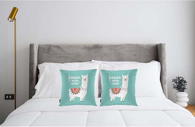 Swono Llama Cozy Pillowcases, Funny Alpaca Llama Falala Decorative Throw Pillow Covers, Outdoor, Office, Sofa, Car, Picnic, 18" x 18", 2 Pack