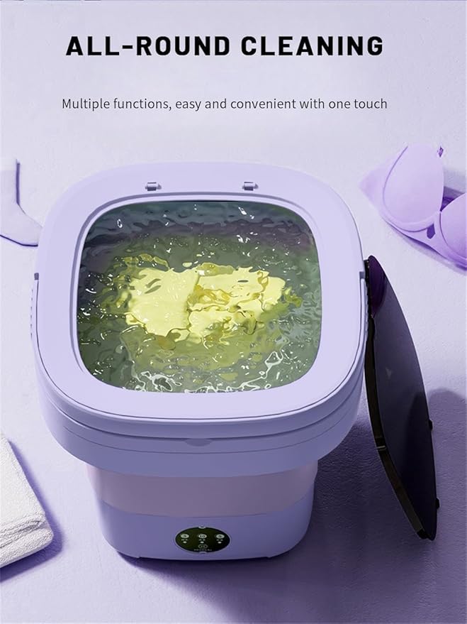 Portable Washing Machine, Mini Washer,16L Upgraded Large Capacity Foldable Washer.Deep Cleaning of Underwear, Baby Clothes and Other Small Clothes.Suitable for Apartments, Dormitories, Hotels.(Purple)