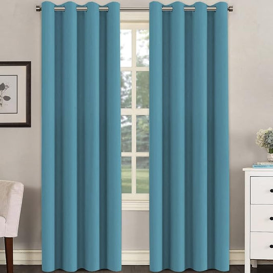 H.VERSAILTEX Blackout Window Treatment Curtains/Panels, Thermal Insulated Room Darkening Solid Grommet Drapes for Bedroom/Living Room Window (52 Inch by 108 Inch, Storm Blue, Set of 2)