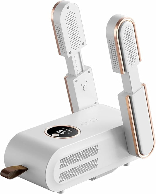 Shoe Dryer, Quick Drying Cleat Dryer with Smart Timer, Safe Shoe Deodorizer with Digital Display, Portable Foldable Boot Warmers for Home, Travel, Skiing and Holiday Gifts