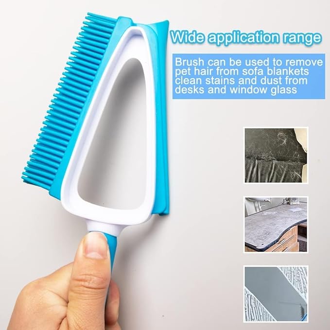Pet Rubber Brush with Mini Dustpan,Dog Cat Hair Removal Brush with Squeegee,Portable Small Carpet Brush for Clothes,Cars,Sofa,Bed Sheet