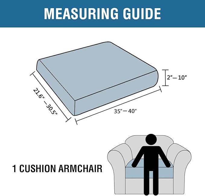 H.VERSAILTEX Super Stretch Individual Seat Cushion Covers Sofa Covers Couch Cushion Covers Slipcover Sets Thick Jacquard Textured Twill Fabric (1 Piece Chair Cushion Cover, Island Fossi)