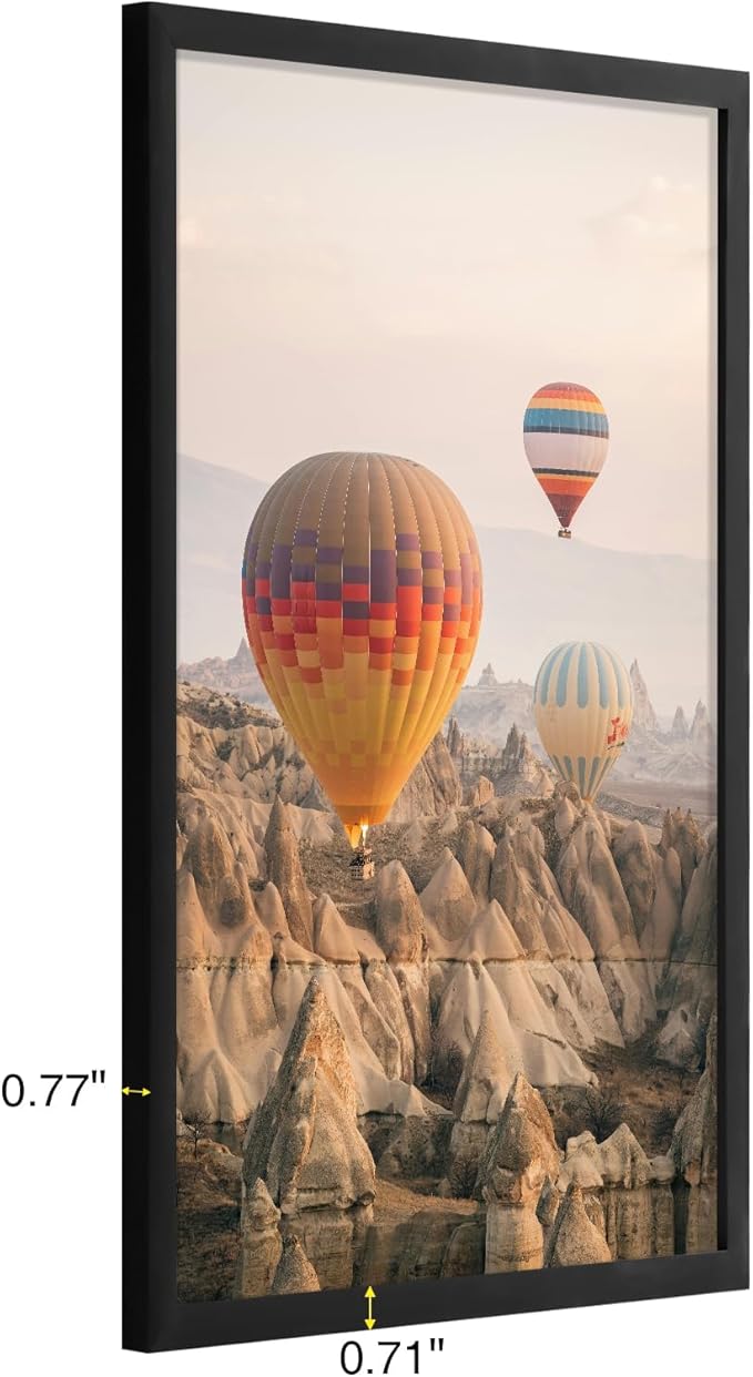 Vittanly 16x24 Picture Frames Set of 9, Shatter Resistant Plexiglass, Display 12x18 Pictures with Mat or 16x24 without Mat, Photo Frames for Wall or Tabletop, PVC Frame, Black