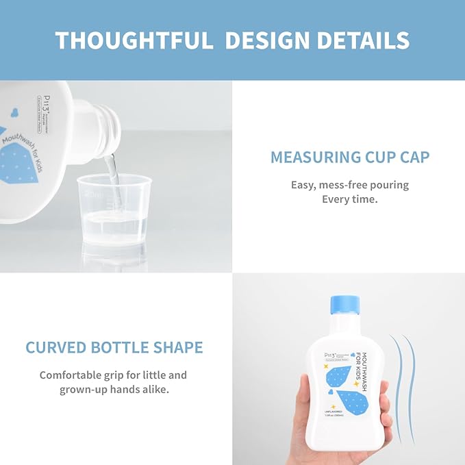 Mouthwash for Kids P113+ Peptide Anti Cavity Mouth Rinse Alcohol Free for Teeth and Gums Safe Oral Hygiene for Newborn to Toddler 11.08 fl oz (11.08 Fl oz, Mint(for Adult))