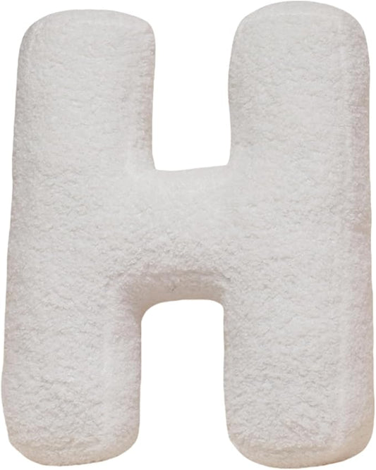 MOJUN Letter Plush Pillow, Soft Sofa Cushion Nursery Decor Kids Room Throw Pillow Cute A to Z Initial Letter Pillow Alphabet Cushion for Sofa Couch Living Room Bed Car Decoration, H