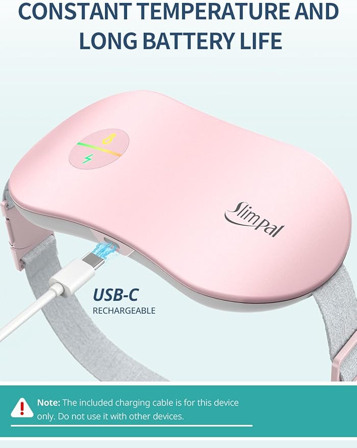 Slimpal Heating Pad for Period Cramps, Portable Cordless Electric Heating Pad for Menstrual Pain Relief Heat Belt, Rechargeable Wearable Heat Pad Gifts for Her Women Girl Wife Girlfriend, Purple